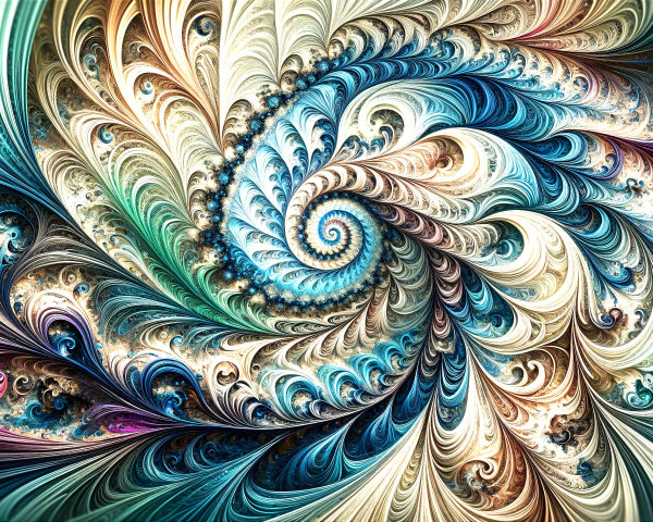 Fractal Pattern with Spirals and Vibrant Colors