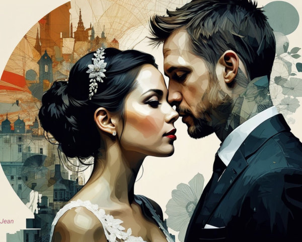 Romantic Couple in Urban and Floral Setting