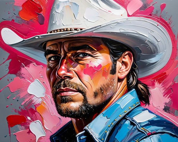 Rugged Cowboy Portrait with Bold Colors and Texture