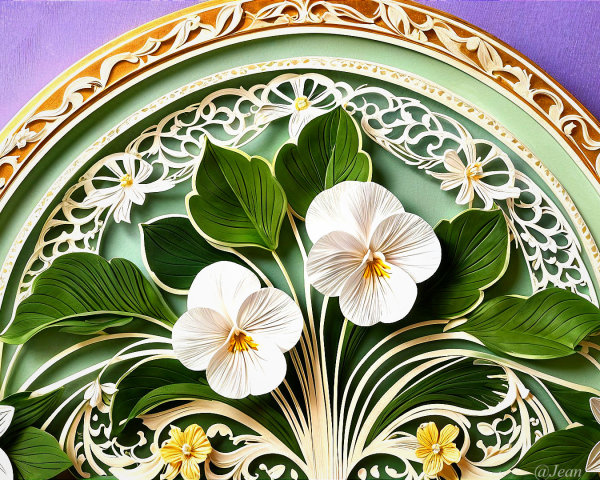Intricate Paper Art Design with Floral Elements