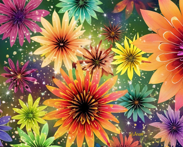 Colorful Flower Arrangement with Dreamy Background
