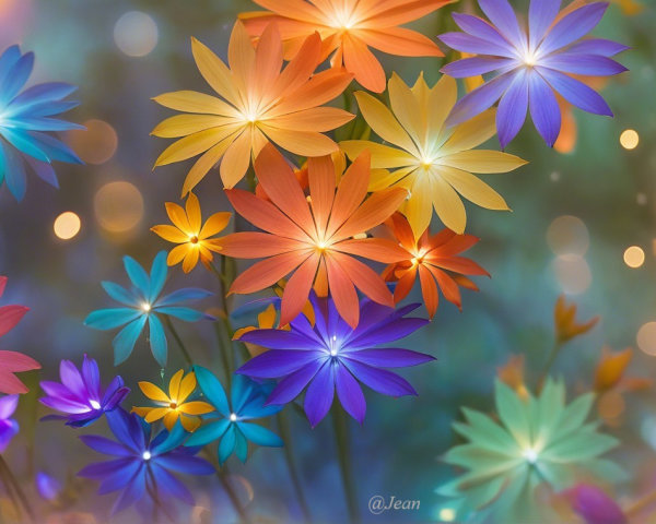 Vibrant Floral Display with Dreamy Background Effects