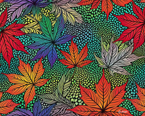 Vibrant Autumn Leaves Pattern with Textured Background