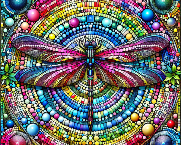 Abstract Dragonfly Design with Kaleidoscope Patterns