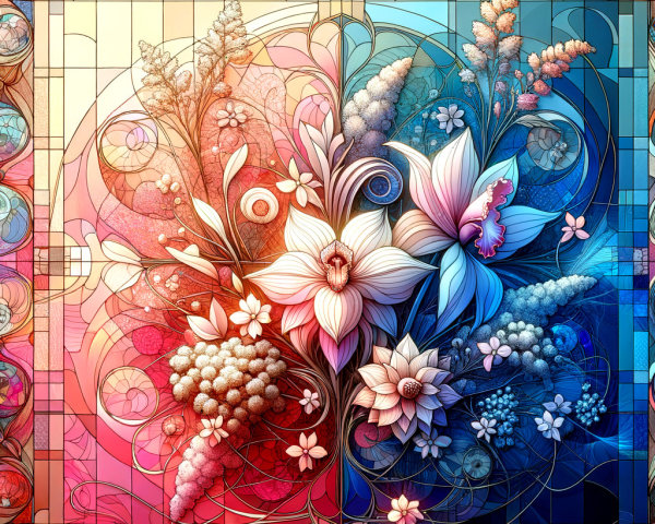 Vibrant Abstract Floral Composition with Colorful Blossoms