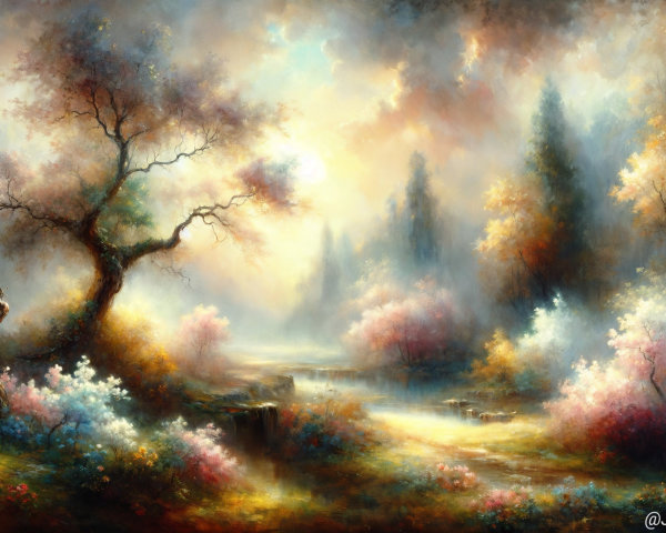 Tranquil River in Vibrant Serene Landscape