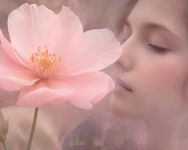 Ethereal Portrait of a Young Woman with Flower