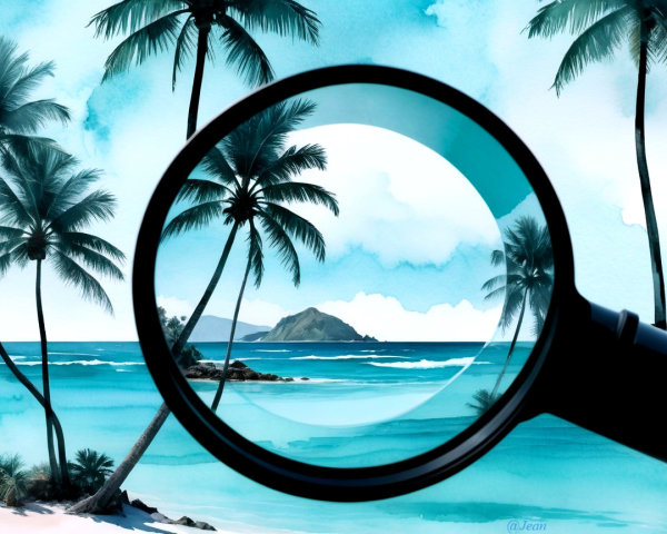 Magnified View of a Tranquil Beach Scene
