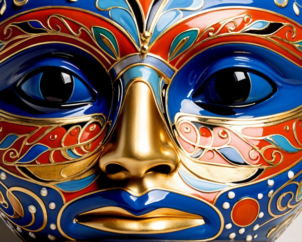 Intricately Designed Colorful Mask with Floral Patterns