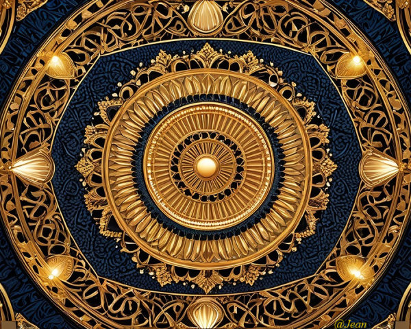 Intricate Blue and Gold Pattern Design Overview