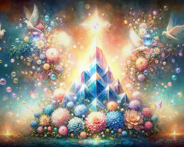 Pyramidal Crystal Structure in a Vibrant Landscape