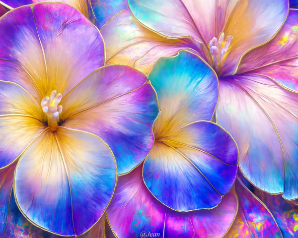 Macro Photo of Colorful Flowers with Iridescent Details