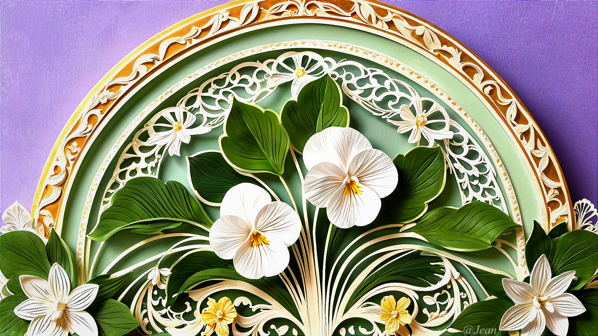 Intricate Paper Art Design with Floral Elements