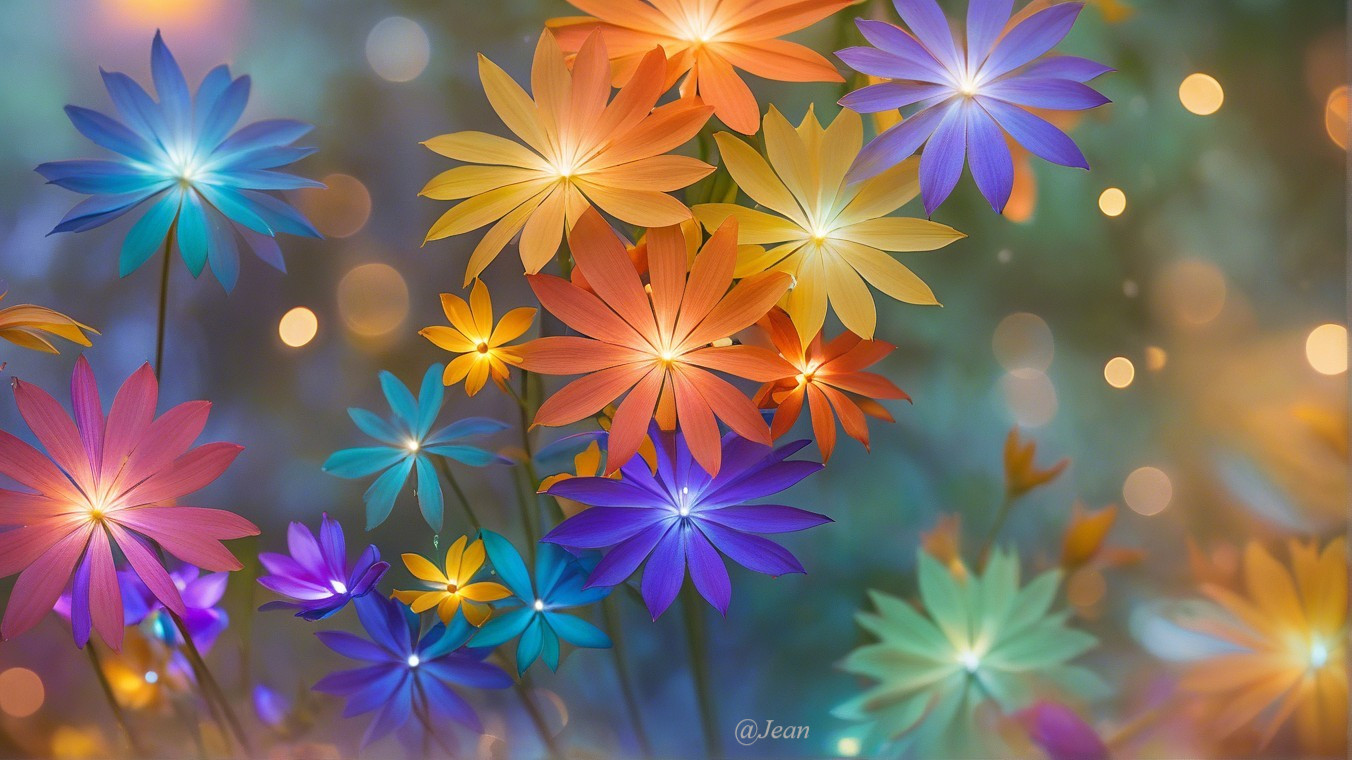 Vibrant Floral Display with Dreamy Background Effects
