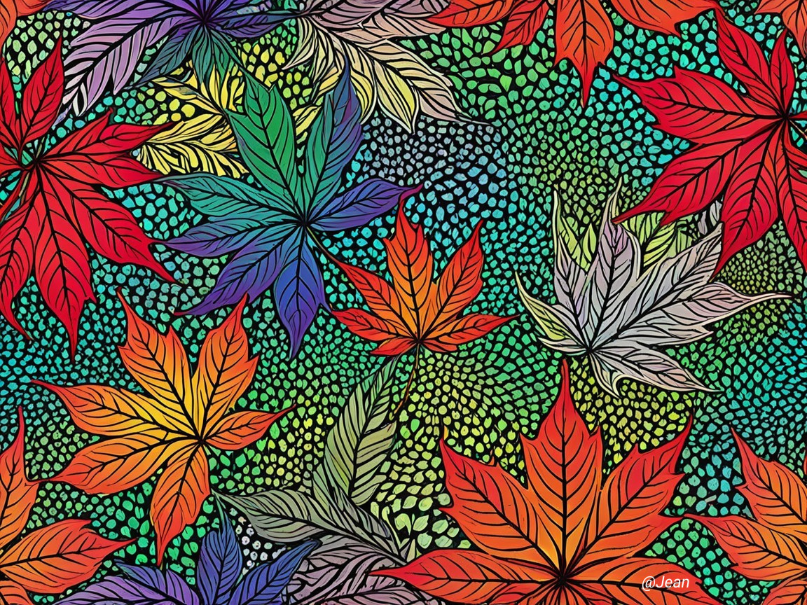Vibrant Autumn Leaves Pattern with Textured Background