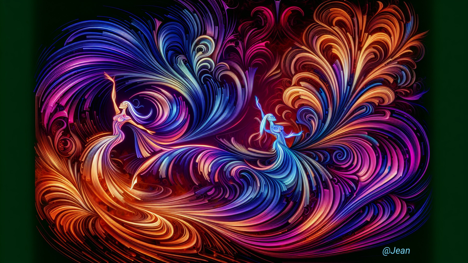 Dancing Figures in Vibrant Swirls of Color