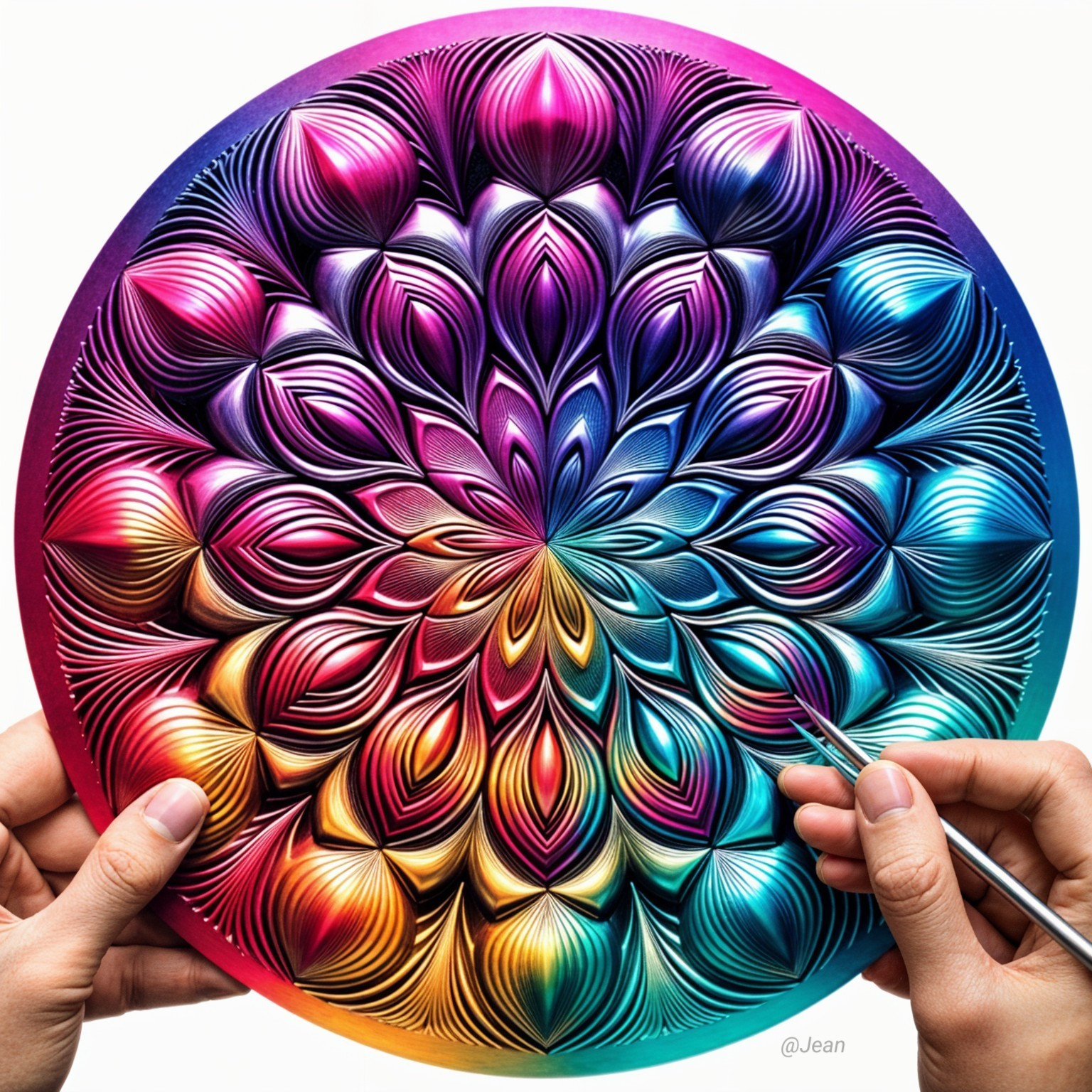 Vibrant Circular Artwork with Multicolored Petal Pattern