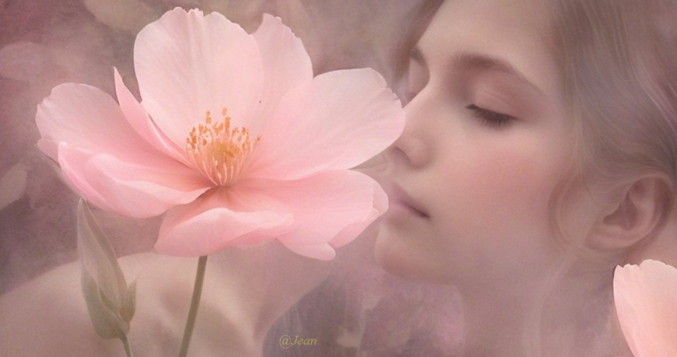 Ethereal Portrait of a Young Woman with Flower