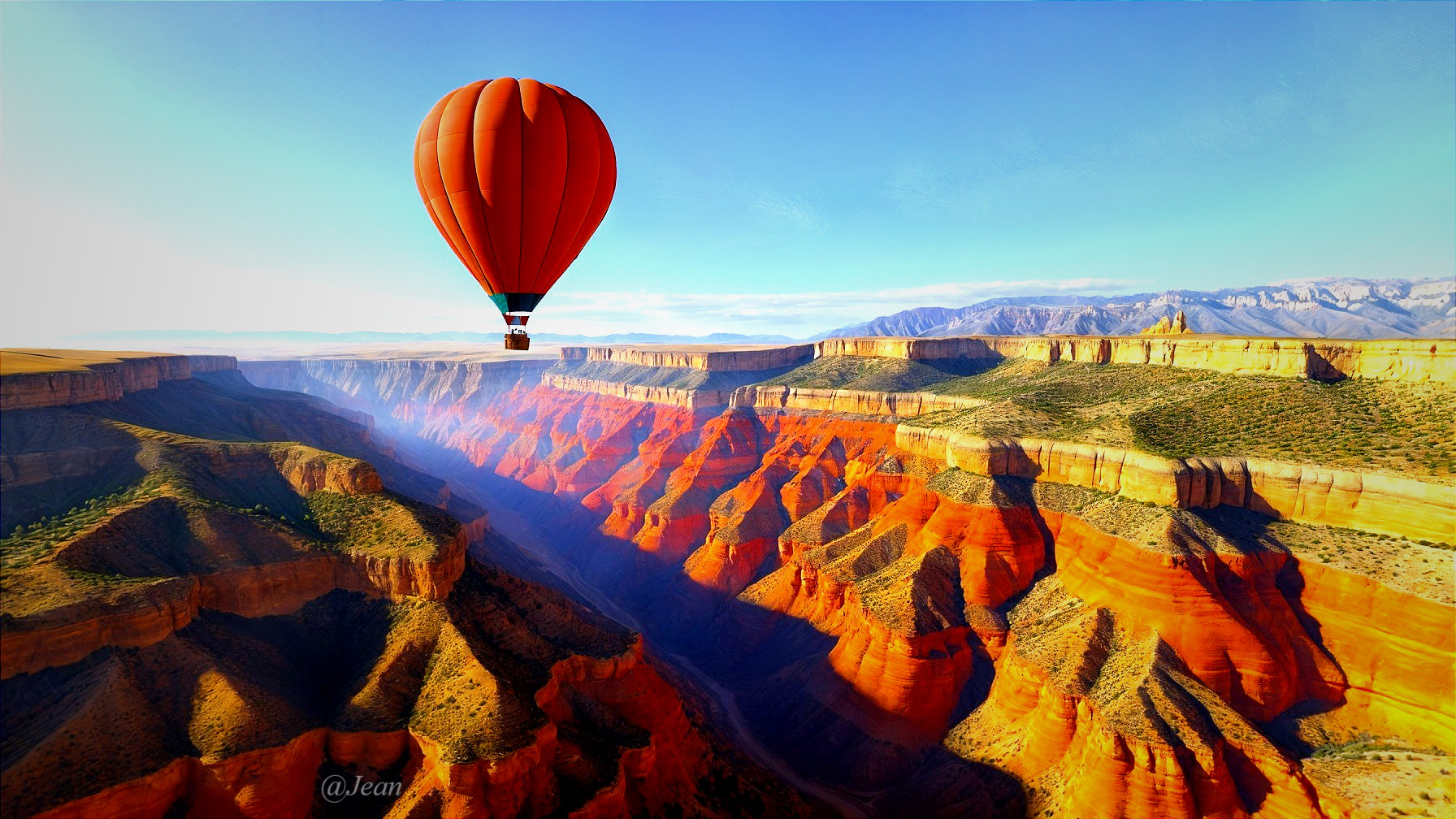 Hot Air Balloon Over Stunning Canyon Landscape