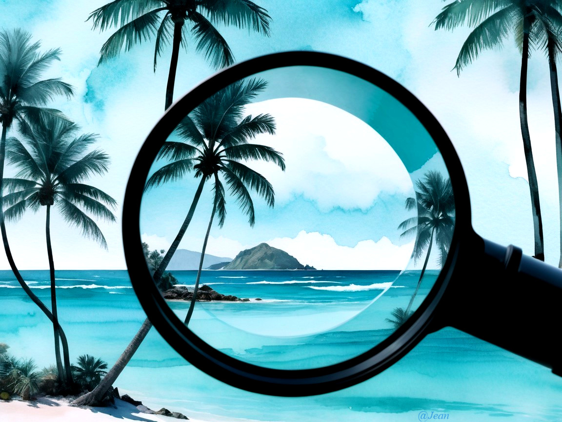 Magnified View of a Tranquil Beach Scene
