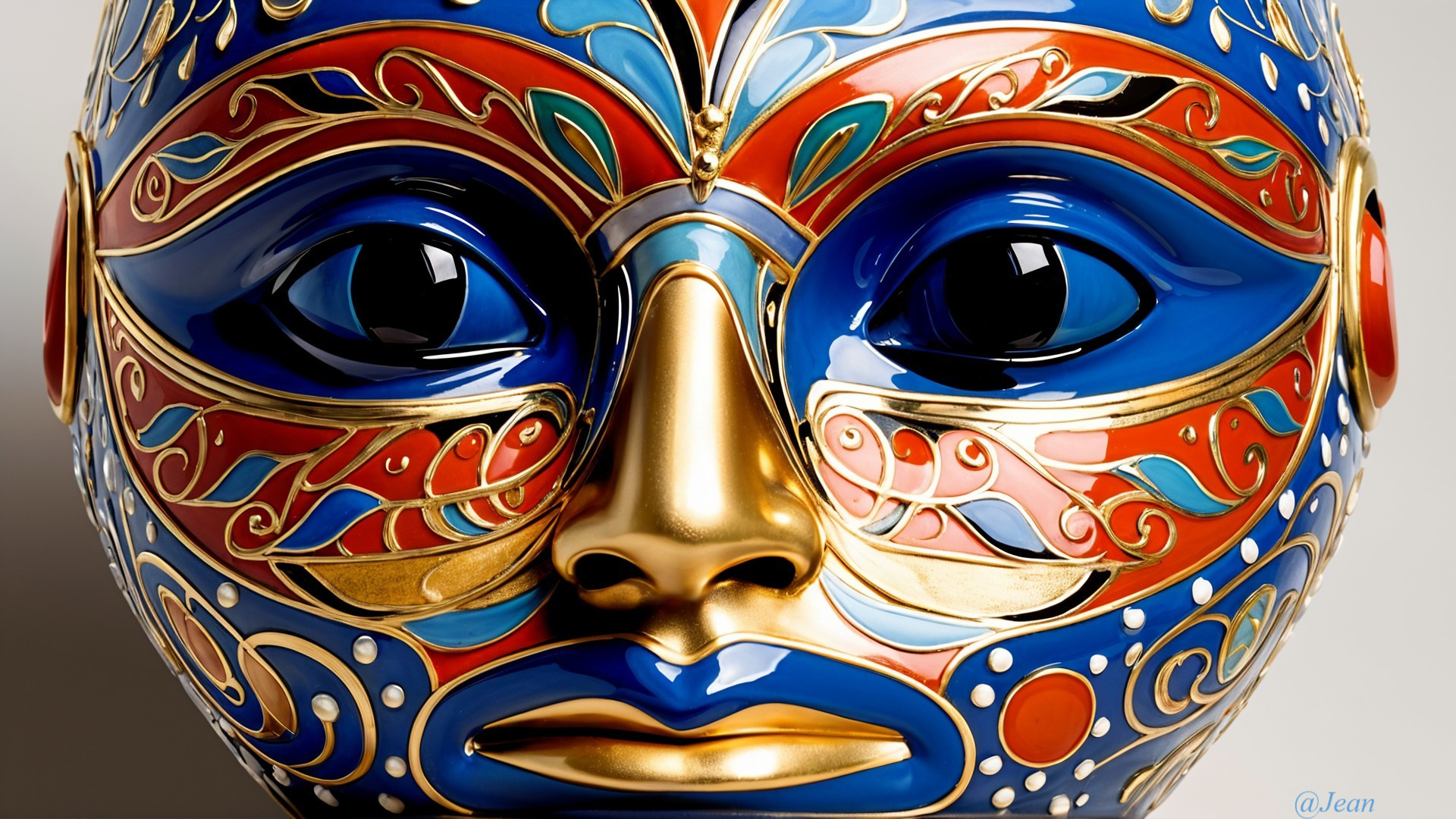 Intricately Designed Colorful Mask with Floral Patterns