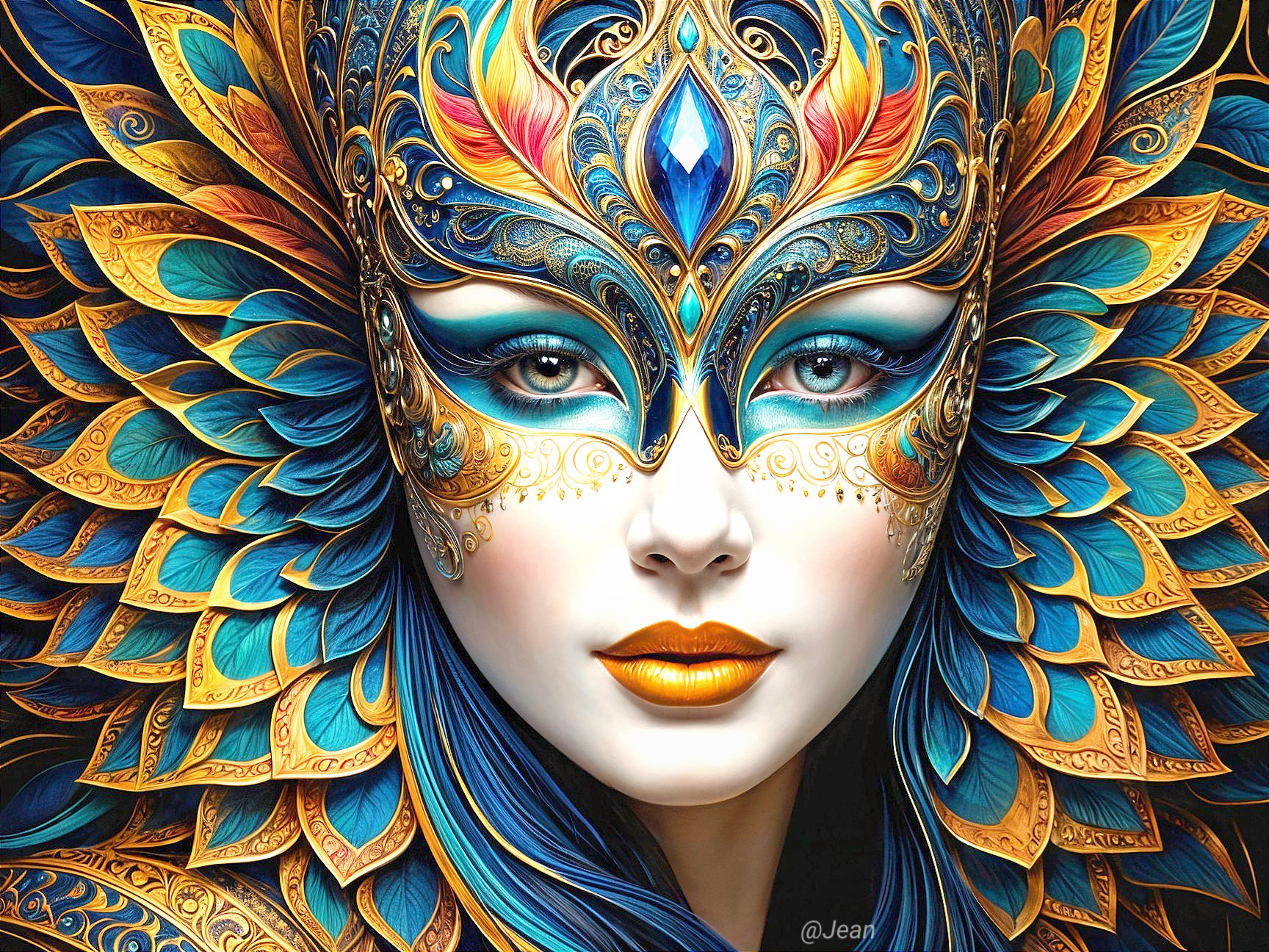 Intricate Masquerade Mask with Colorful Designs