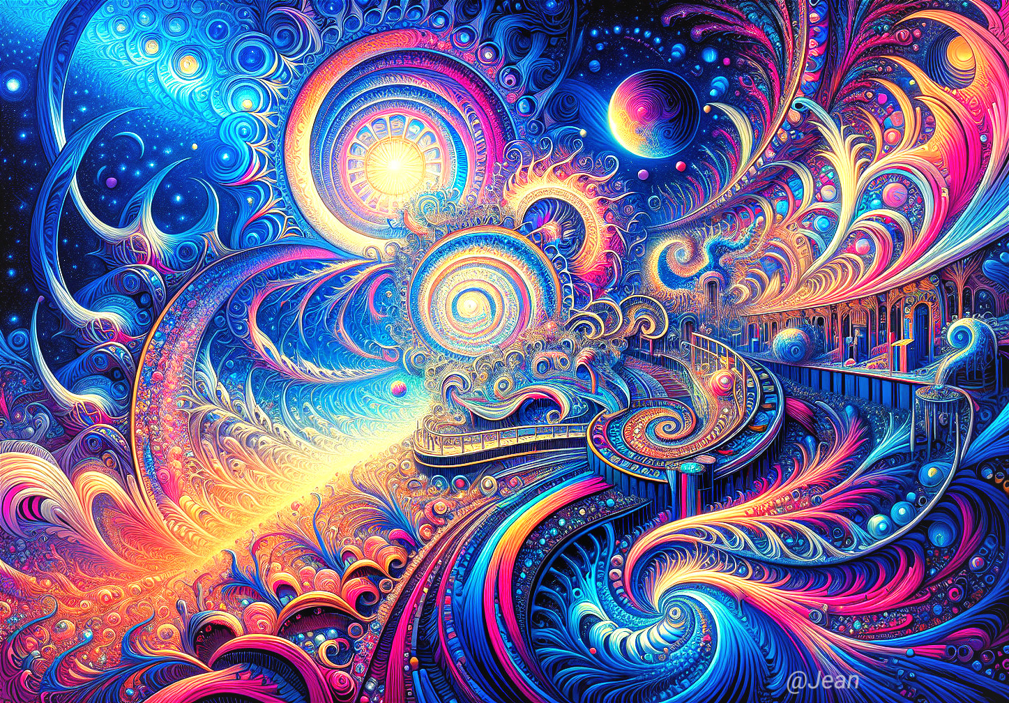 Vibrant Cosmic Abstract Artwork with Colorful Patterns