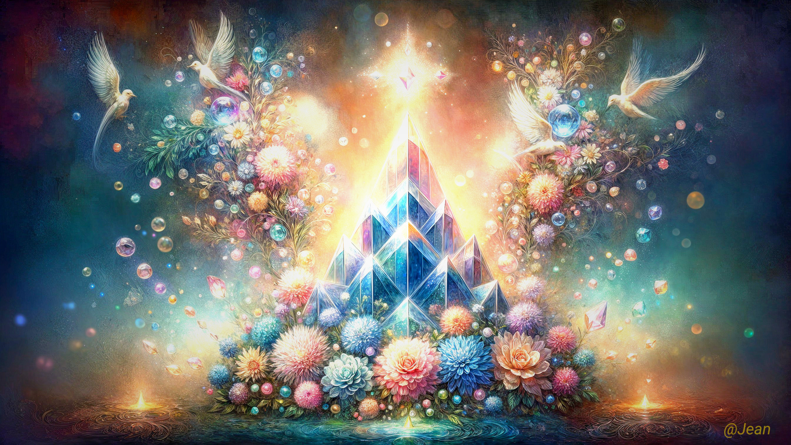 Pyramidal Crystal Structure in a Vibrant Landscape