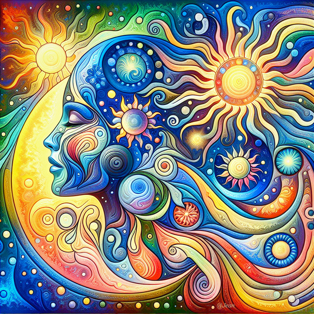 Psychedelic Oil Painting of a Woman's Profile Face