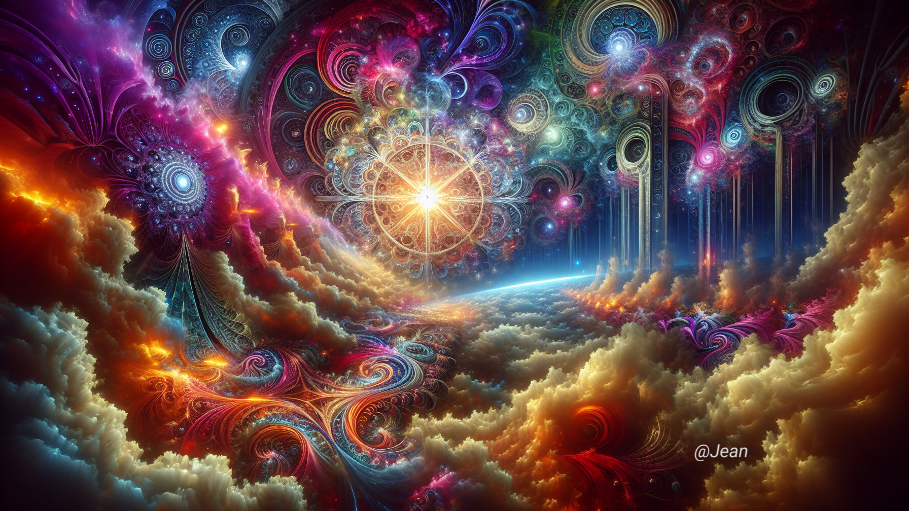 Vibrant Cosmic Landscape with Swirling Patterns
