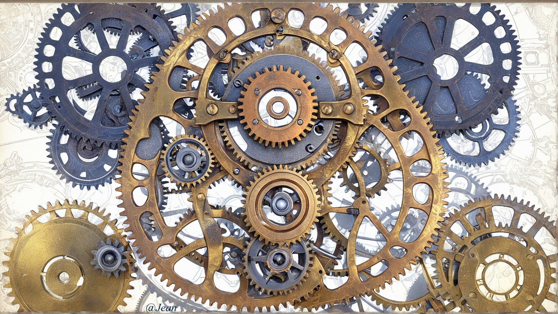 Intricate Gold and Bronze Gears in Steampunk Design
