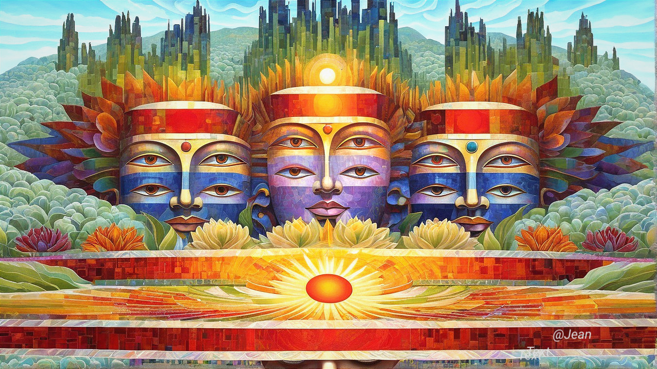 Stylized Faces with Patterns in Vibrant Colors