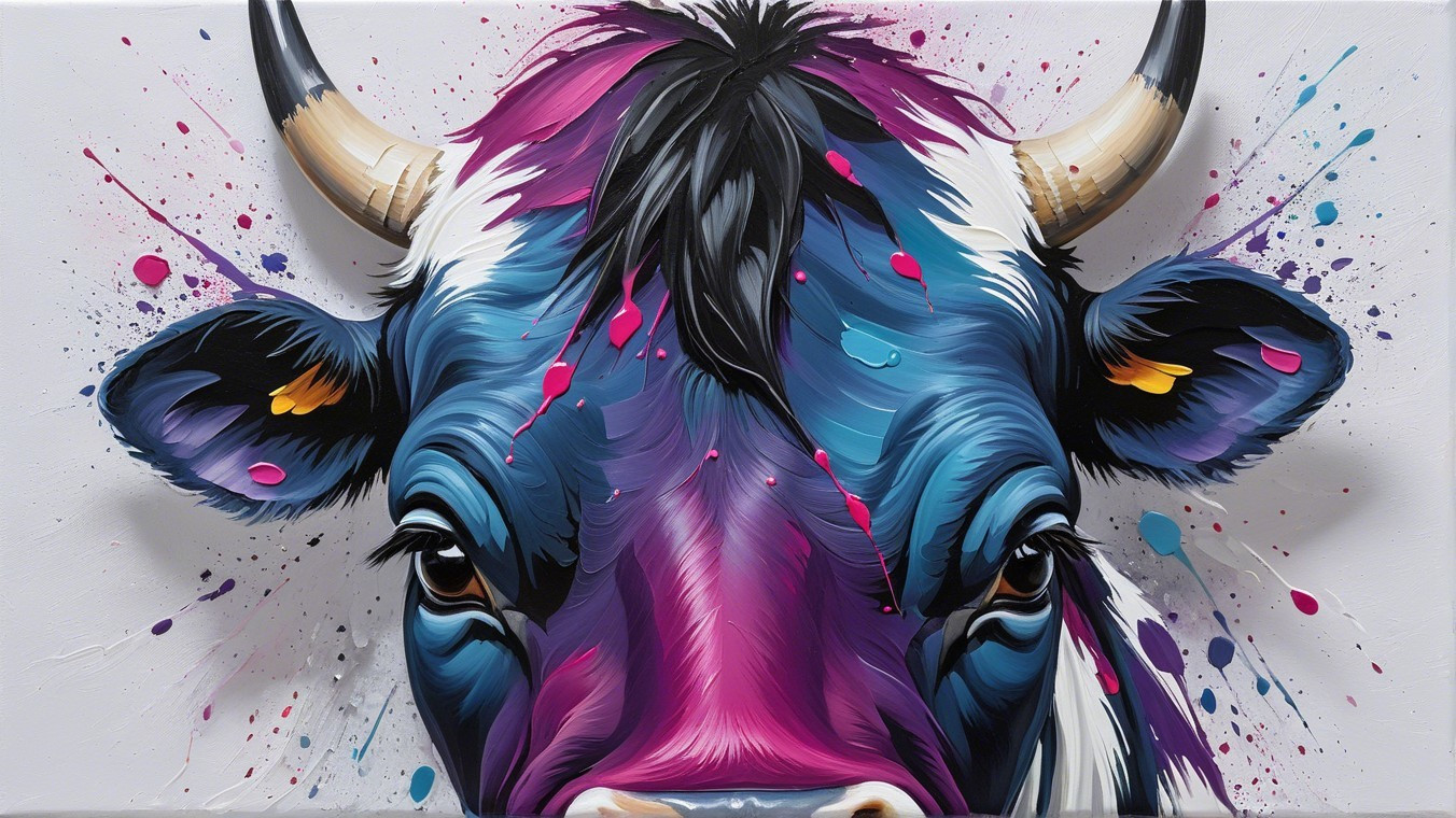 Vibrant Artistic Depiction of a Cow's Face