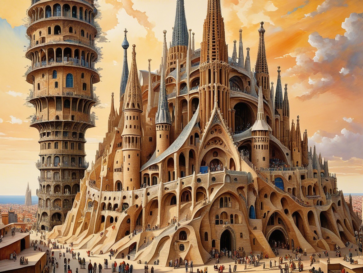 Intricate Architectural Structure with Spires and Curves