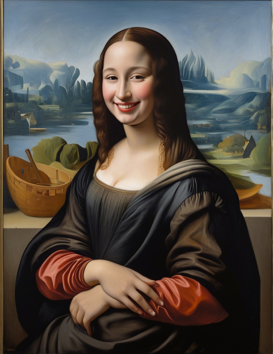 Modern Portrait of Woman in Black and Orange Dress