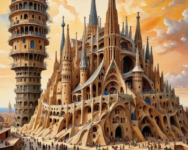Intricate Architectural Structure with Spires and Curves