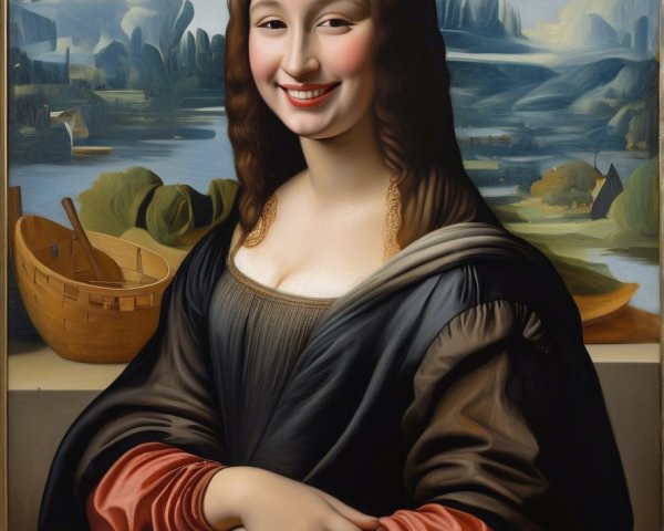 Modern Portrait of Woman in Black and Orange Dress