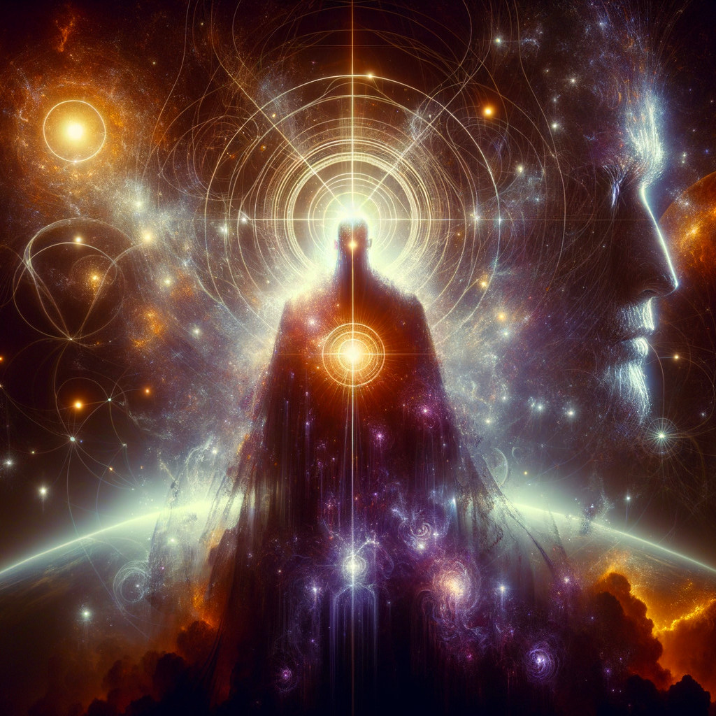 Celestial Figure in a Vibrant Cosmic Landscape