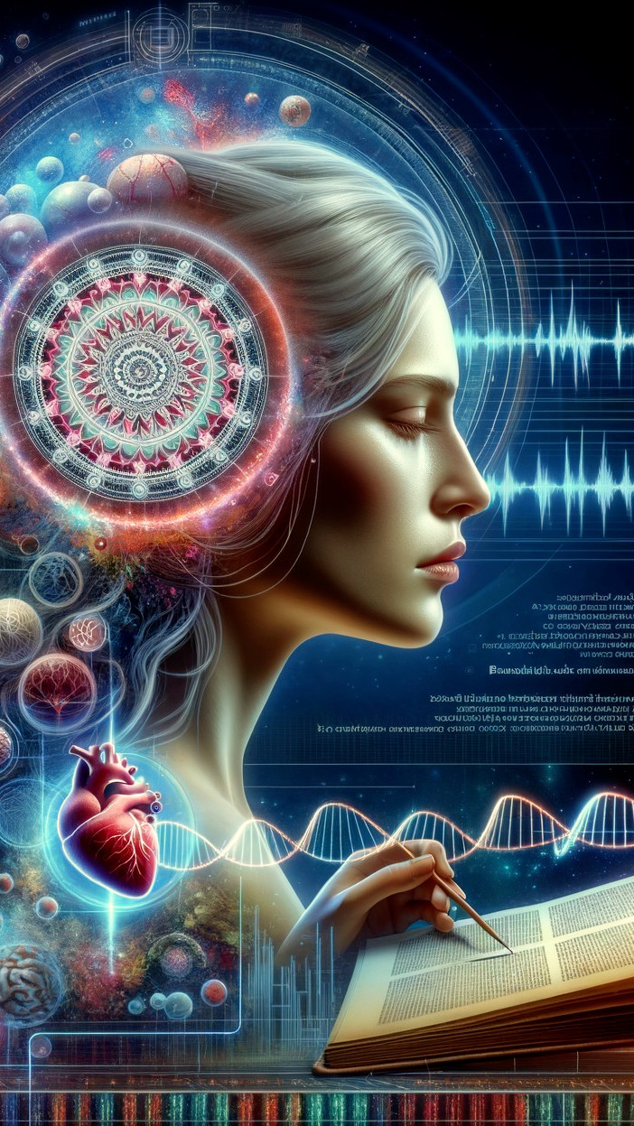 Profile of a Woman Amidst Cosmic and Mystical Elements