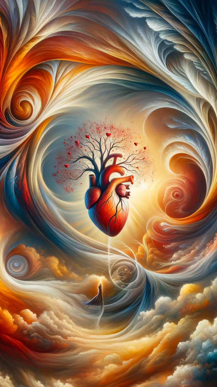 Vivid Heart Symbolism in Dreamlike Colorful Scene