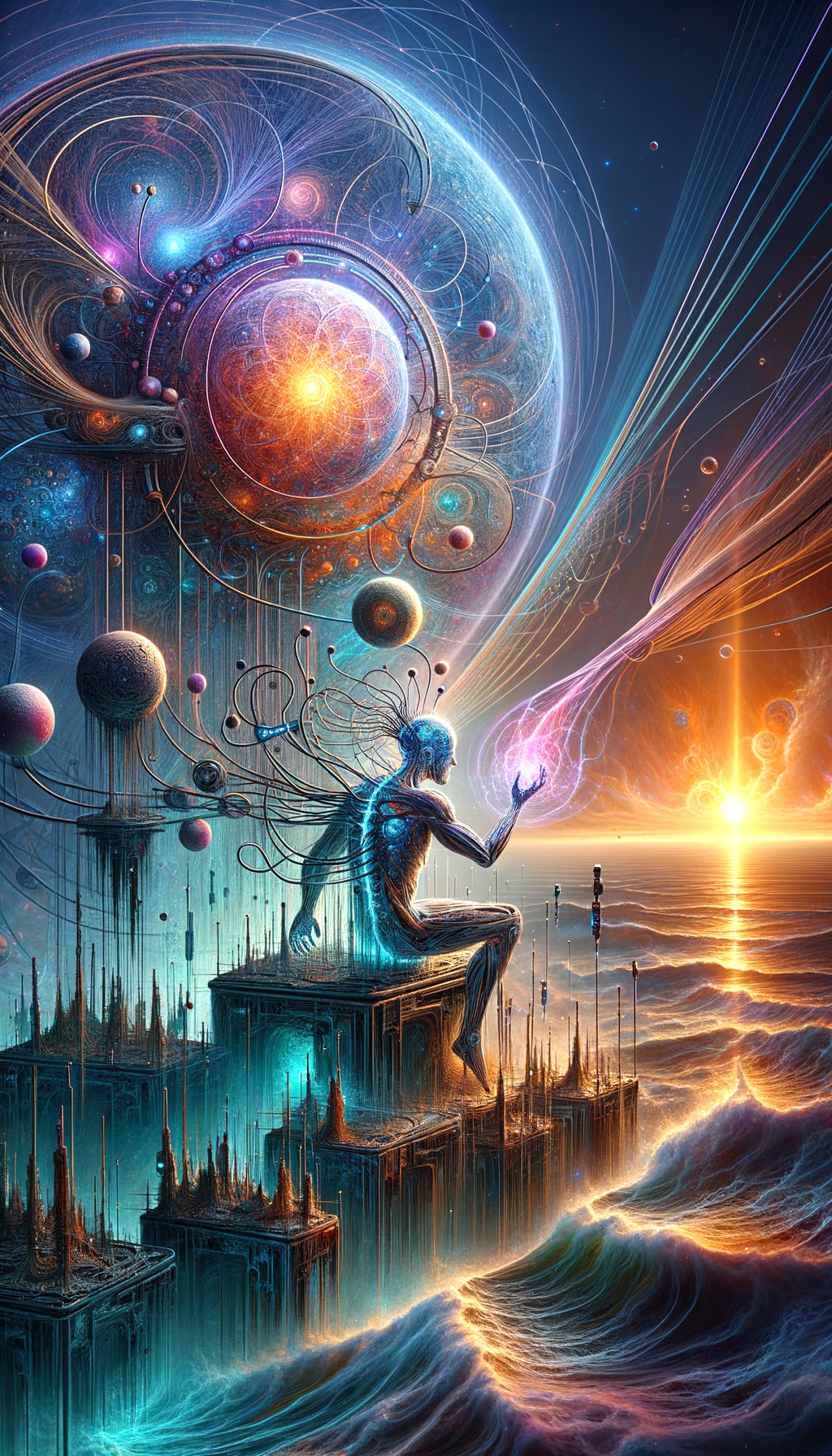 Cosmic Entity Interacting with Celestial Light Source