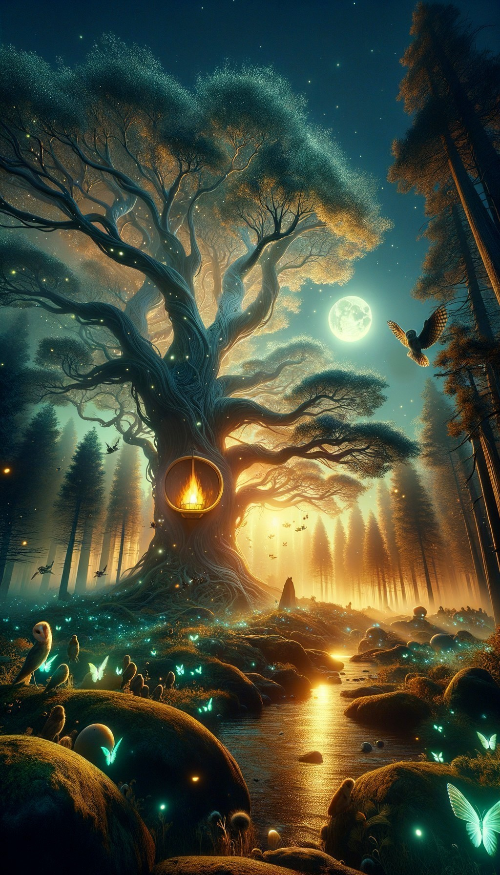 Majestic Ancient Tree in a Mystical Forest Scene