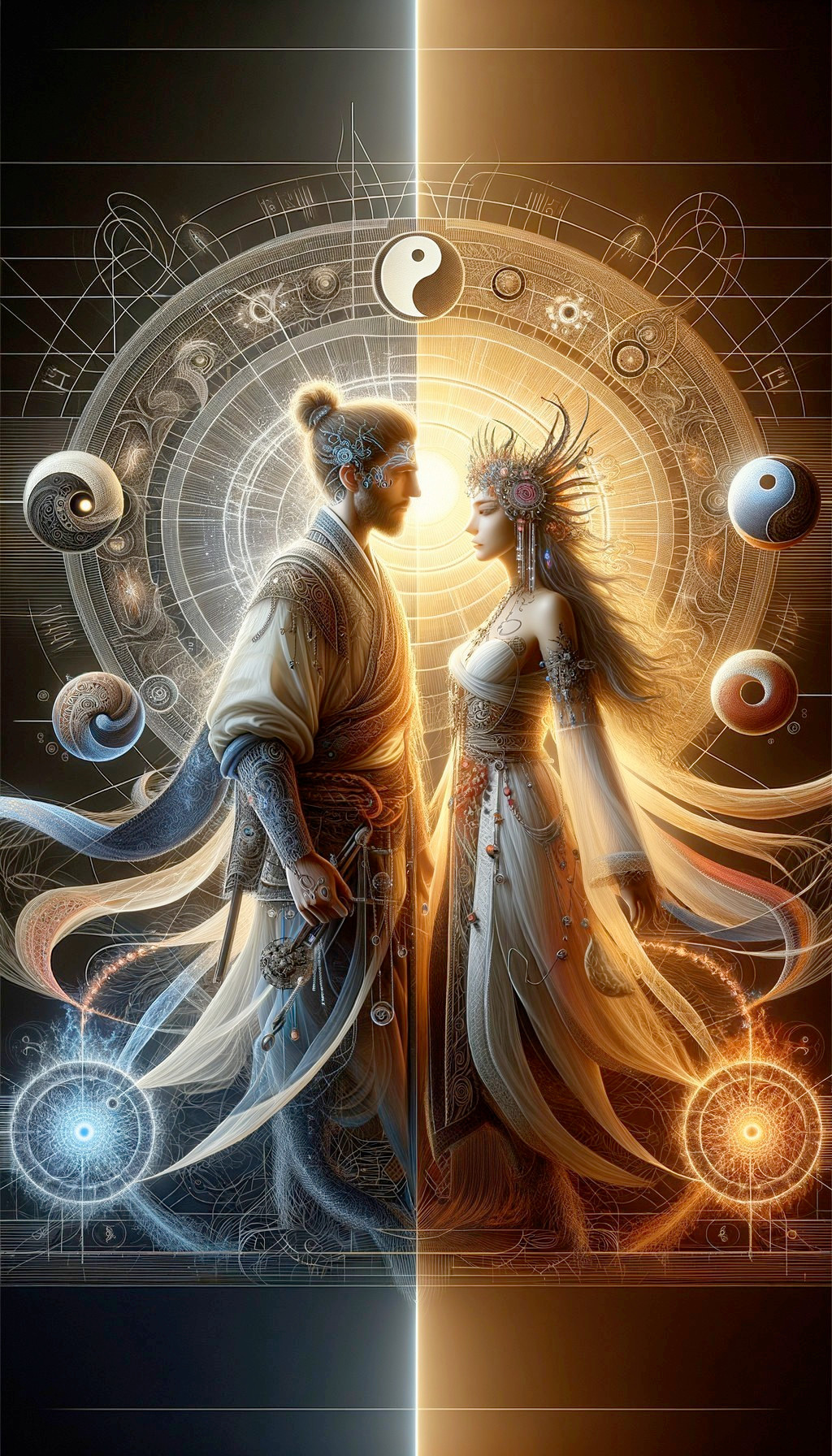 Juxtaposition of Man and Woman in Yin Yang Motifs