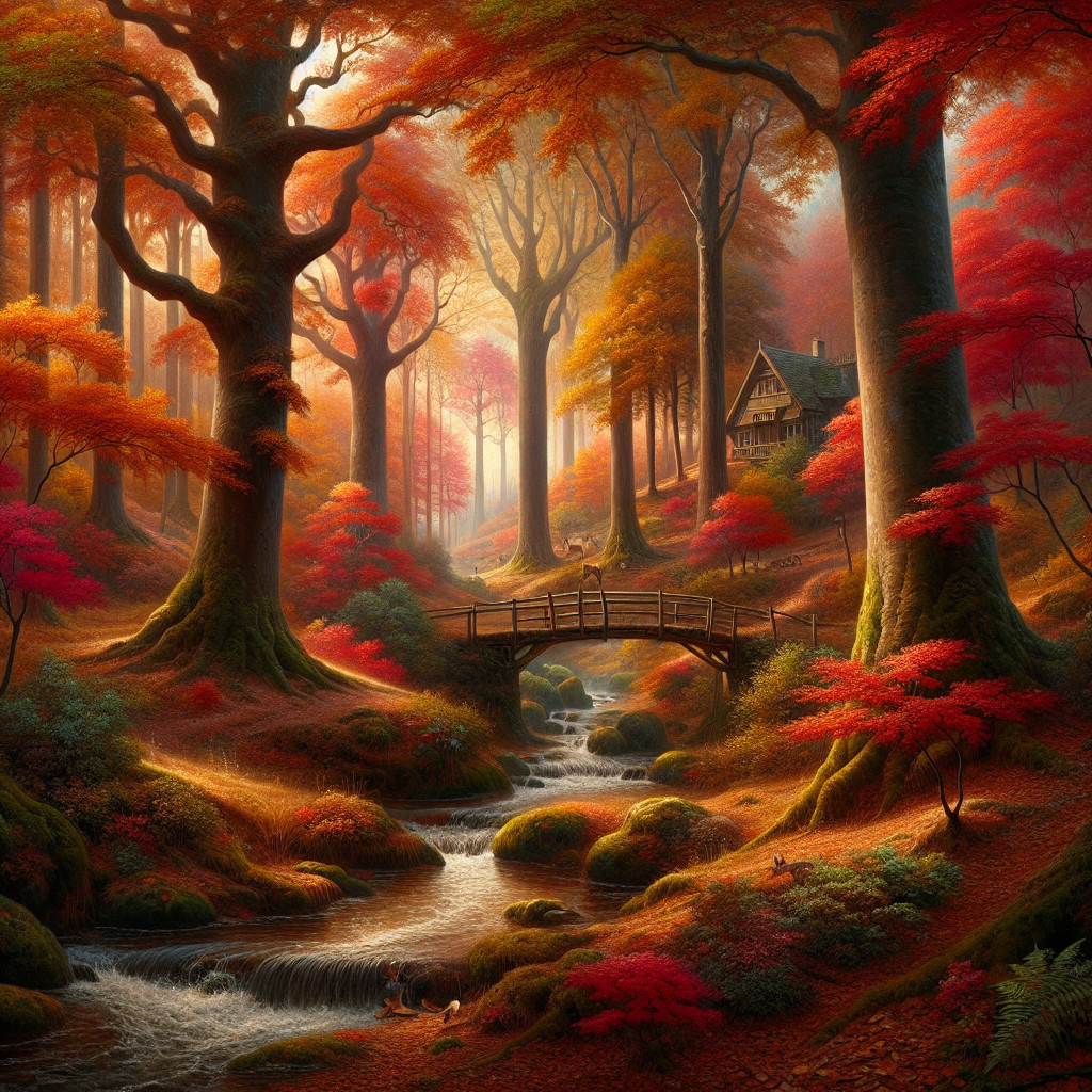 Tranquil Autumn Landscape with Foliage and Stream