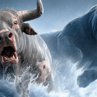 Dramatic Sea Scene with Bull and Breaching Whale