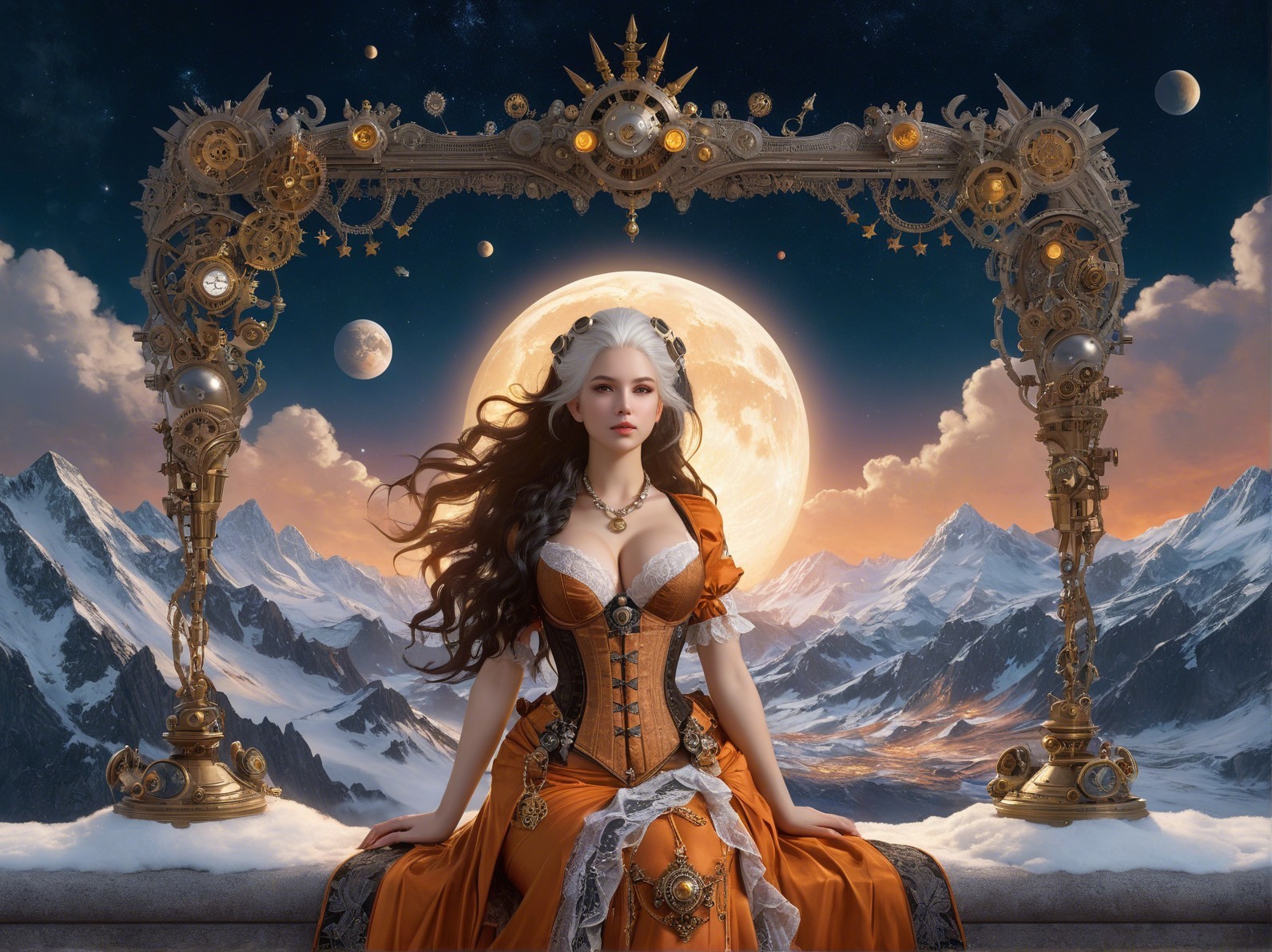 Steampunk Art Featuring Elegant Girls in Detailed Attire