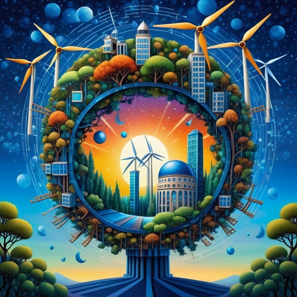 Surreal Landscape of Nature and Urban Harmony