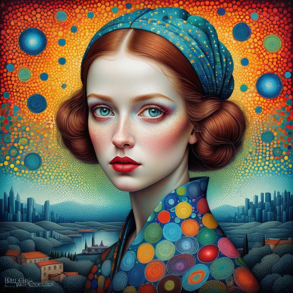 Portrait of a Young Woman with Auburn Hair and Scarf