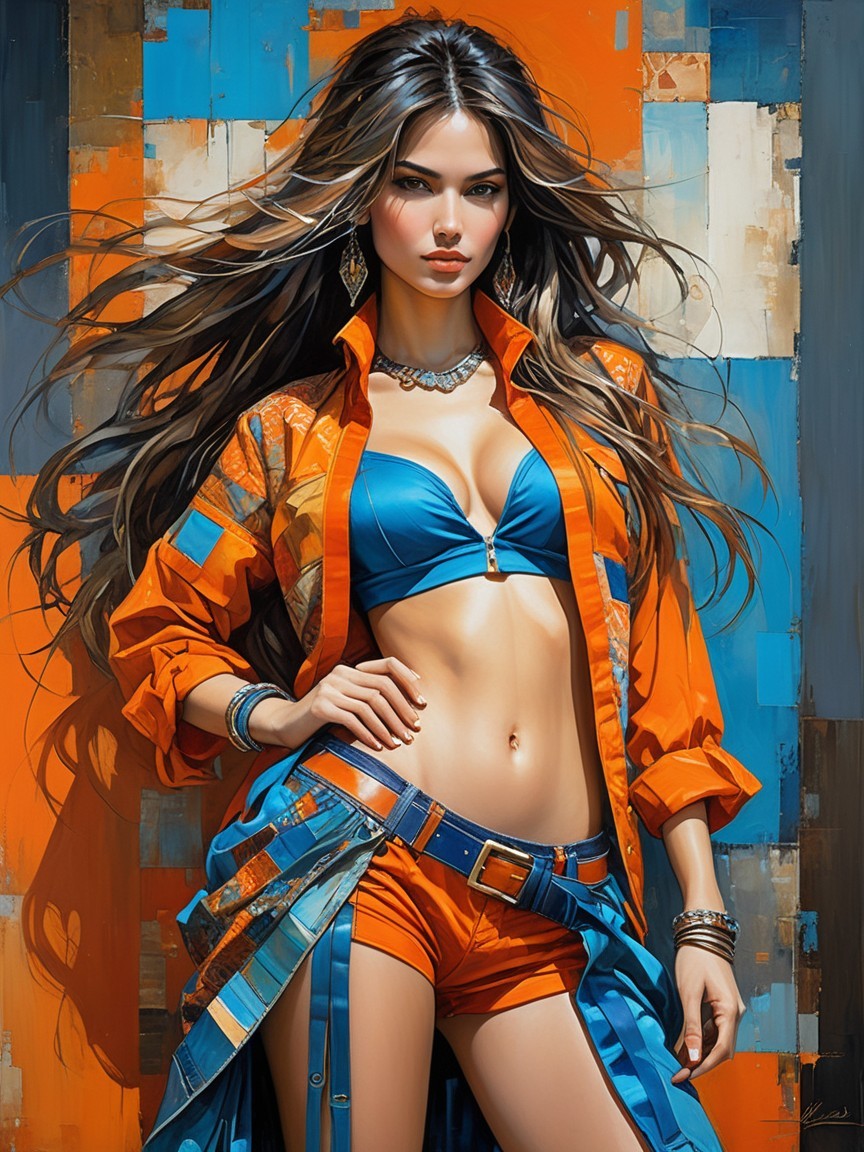 Confident Woman in Vibrant Summer Fashion and Colors