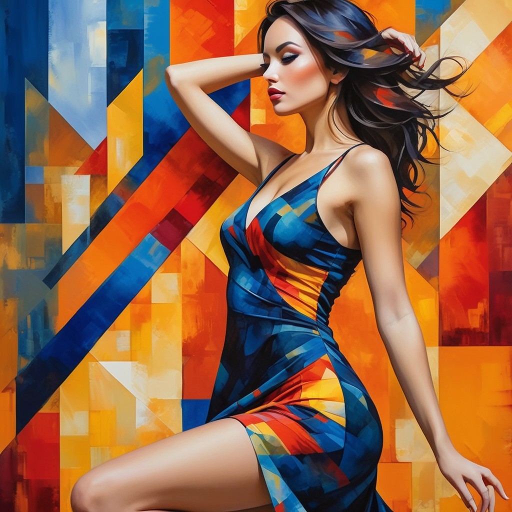 Vibrant Dress with Bold Colors and Geometric Shapes